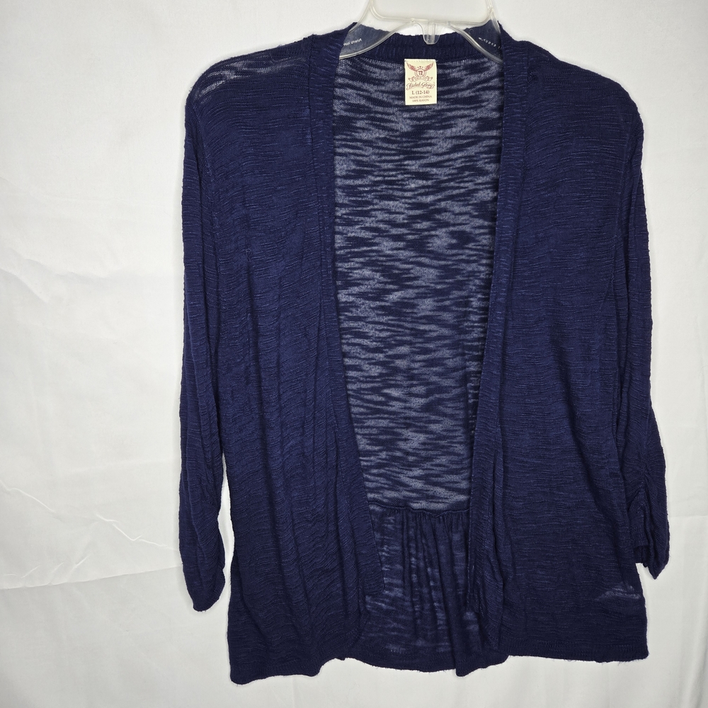 Navy Open Front Lightweight Cardigan Sweater Size Large